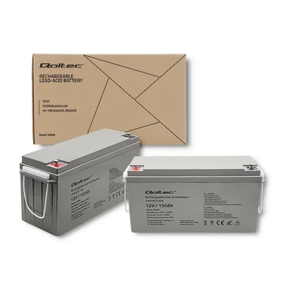 Baterie Qoltec AGM | 12V | 150Ah | 40,1 kg | Bezúdržbová | Výkonná | Dlouhá životnost | pro UPS, karavan, loď, pec