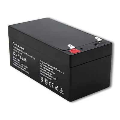 Baterie Qoltec AGM | 12V | 3,3Ah | Bezúdržbová | Efektivní | Dlouhá životnost | pro UPS, váhy, pokladny