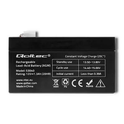 Batteria Qoltec AGM | 12V | 1.3Ah | Senza manutenzione | Efficiente | Lunga durata | per UPS, bilance, registratori di cassa