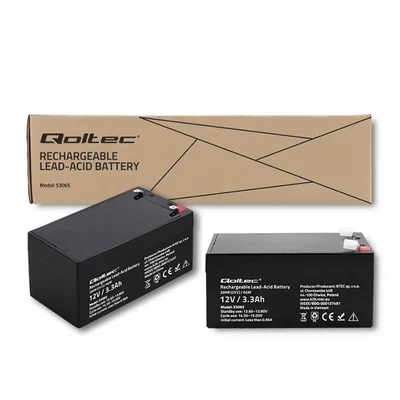 Batteria Qoltec AGM | 12V | 3.3Ah | Senza manutenzione | Efficiente | Lunga durata | per UPS, bilance, registratori di cassa