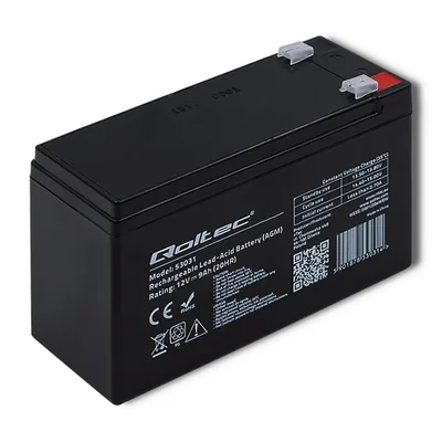Batteria Qoltec AGM | 12V | 9Ah | Senza manutenzione | Efficiente | Lunga durata | per UPS, sistemi di sicurezza