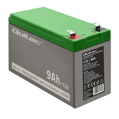 Batteria Qoltec AGM | 12V | 9Ah | Senza manutenzione | Efficiente | Lunga durata | per UPS, sistemi di sicurezza
