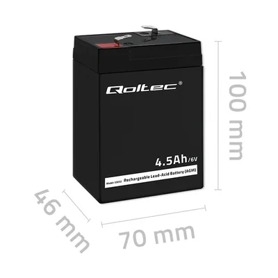 Batteria Qoltec AGM | 6V | 4,5Ah | Senza manutenzione | Efficiente | Lunga durata | per UPS, bilance, registratori di cassa