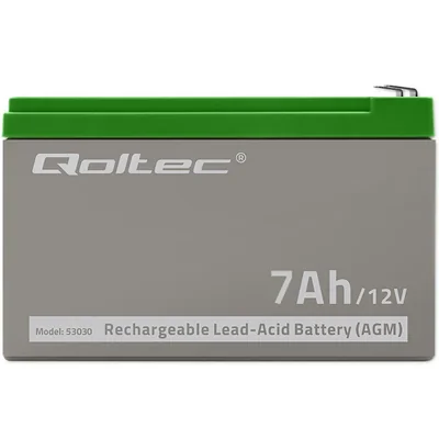 Batterie Qoltec AGM | 12 V | 7 Ah | Sans entretien | Efficace | Longue durée de vie | Pour onduleurs et systèmes de sécurité