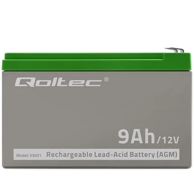 Batterie Qoltec AGM | 12 V | 9 Ah | Sans entretien | Performante | Longue durée de vie | Pour onduleurs et systèmes de sécurité
