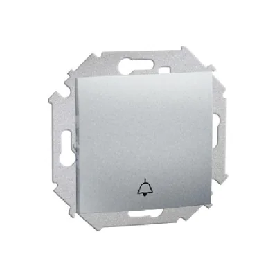 Bell button (module) 10A, 230V, screw terminals, aluminum (metallic)
