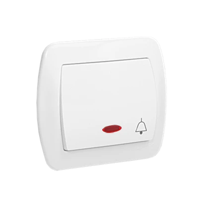 Bell button with backlight 10A 250V white screw terminals