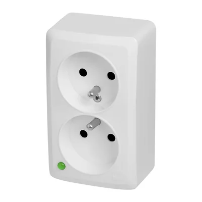 BERG double surface-mounted socket with grounding 2x2P+Z IP 20 - white