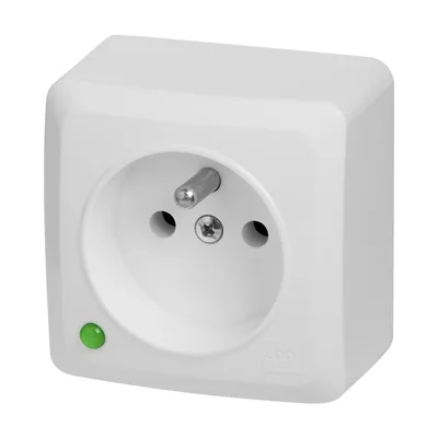 BERG single surface-mounted socket with grounding 2P+Z IP 20 - white