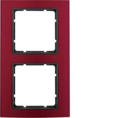 Berker B.3 cornice in alluminio a 2 posti, rosso/antracite