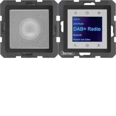 BERKER Q.1/Q.3/Q.7 Radio Touch DAB+ mit Bluetooth mit Lautsprecher anthrazit lackierter Samt