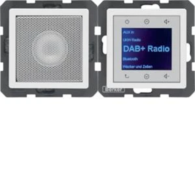 BERKER Q.1/Q.3/Q.7 Radio Touch DAB+ mit Bluetooth und Lautsprecher aus weißem Samt