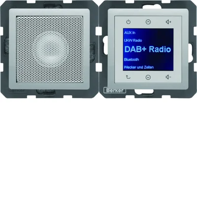 BERKER Q.1/Q.3/Q.7 Rádio Touch DAB+ s Bluetooth s reproduktorem s hliníkovým sametovým lakem