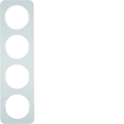 Berker R.1 alu/white 4-fold frame
