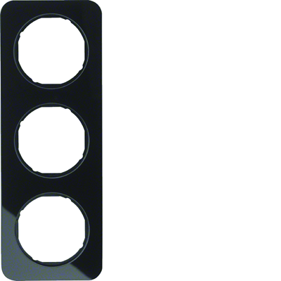 Berker R.1 triple frame glass, black