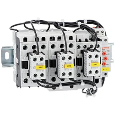 BFA03870230 Startér hvězda-trojúhelník (30 kW), smontovaný, bez pouzdra, doba rozběhu až 12 sekund a maximálně 30 startů za hodinu, max. provozní proud 60 A. Napětí cívky 230 V AC 50/60 Hz