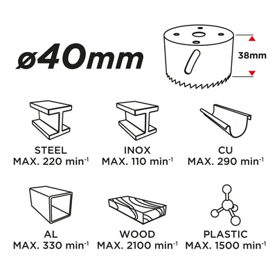 Bi-metal hole saw 40 mm