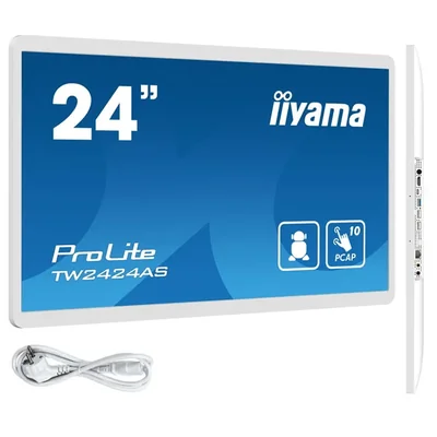 Biały monitor dotykowy iiyama ProLite TW2424AS-W1 24" IPS LED /HDMI, USB-C/ Android12, GMS, WiFi, LAN, Bluetooth, 24/7