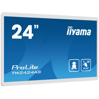 Biały monitor dotykowy iiyama ProLite TW2424AS-W1 24" IPS LED /HDMI, USB-C/ Android12, GMS, WiFi, LAN, Bluetooth, 24/7