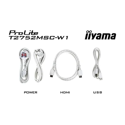 Bílý iiyama ProLite T2752MSC-W1 27" IPS LED dotykový monitor /HDMI, DisplayPort/ reproduktory, NANO povrchová úprava
