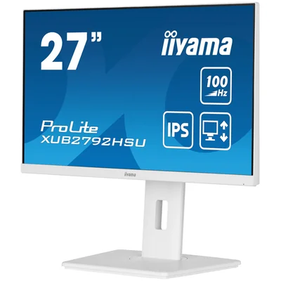 Bílý monitor iiyama ProLite XUB2792HSU-W6 27" IPS LED 100Hz 0,4ms /HDMI, DisplayPort, USB hub/ Flicker-Free