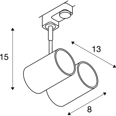 Bima II bílá matná 2x GU10 max. 50W s 3fázovým adaptérem