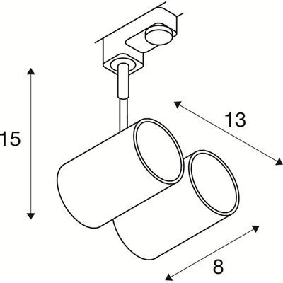 Bima II bílá matná 2x GU10 max. 50W s 3fázovým adaptérem