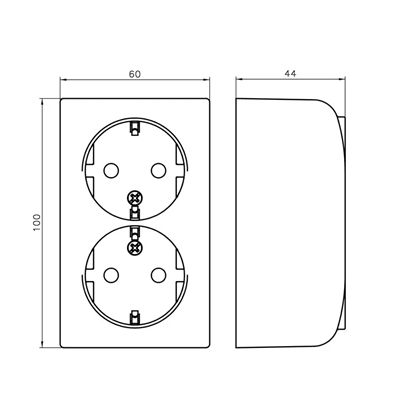 BIS Double socket-outlet with earthing, with shutters, brown