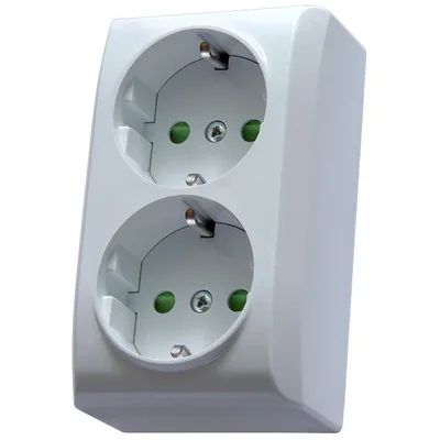 BIS Double socket-outlet with earthing, with shutters, white