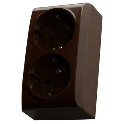 BIS Double socket with earthing schko brown