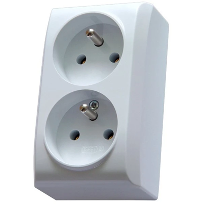 BIS Double socket with grounding, white