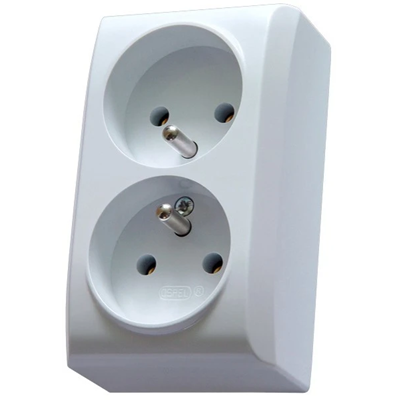 BIS Double socket with grounding white