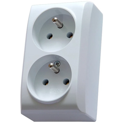 BIS Double socket with grounding, white