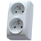 BIS Double socket with grounding, white