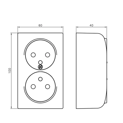 BIS Double socket with grounding white