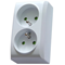 BIS Double socket with grounding, white, current paths shutters