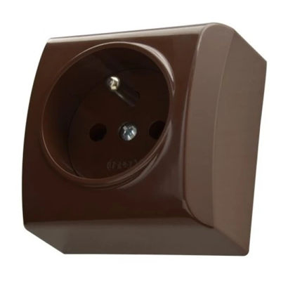 BIS Single earthed socket brown