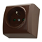 BIS Single earthed socket, brown