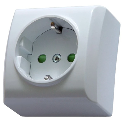 BIS Single socket-outlet with earthing schko with shutters for current paths, white