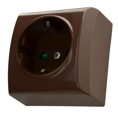 BIS Single socket with grounding brown