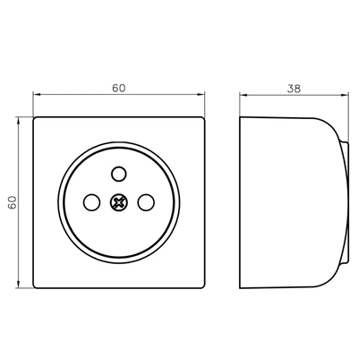 BIS Single socket with grounding white