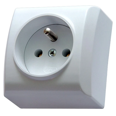 BIS Single socket with grounding white