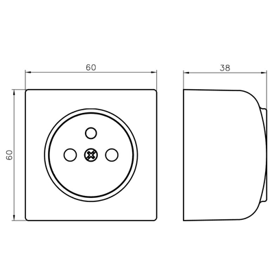 BIS Single socket with grounding, white