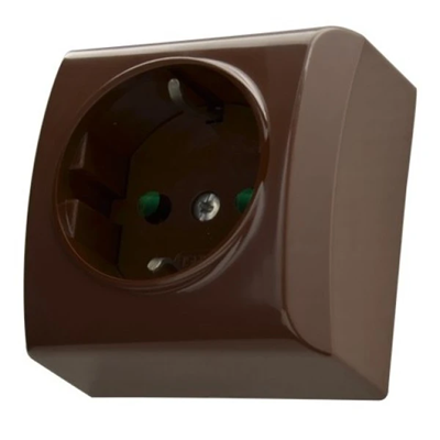 BIS Single socket, with shutters, brown