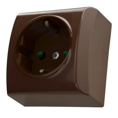 BIS Single socket, with shutters, brown