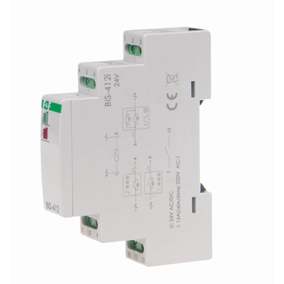 Bistabiles Gruppenrelais auf TH-35-DIN-Schiene mit Einschaltstromrelais 160 A/20 ms 24 V