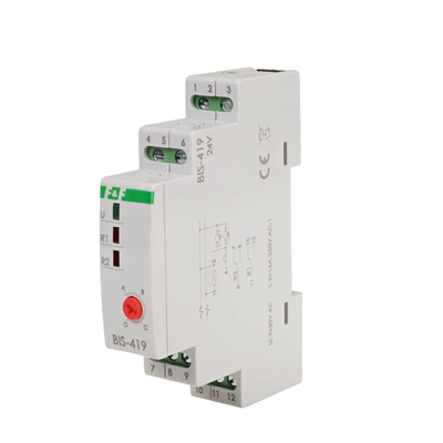 Bistable 4-function DIN relay with two 24V control circuits