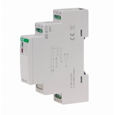 Bistable relay On TH-35 DIN rail with inrush relay 160A/20ms 24V