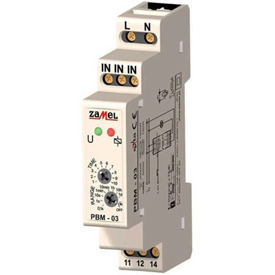 Bistable relay with time switch 230V AC TYPE: PBM-03