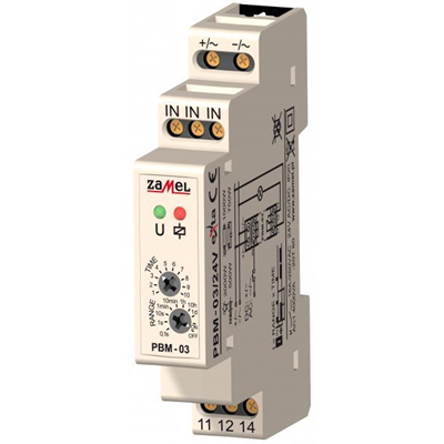 Bistable relay with time switch 24V AC/DC TYPE: PBM-03/24V